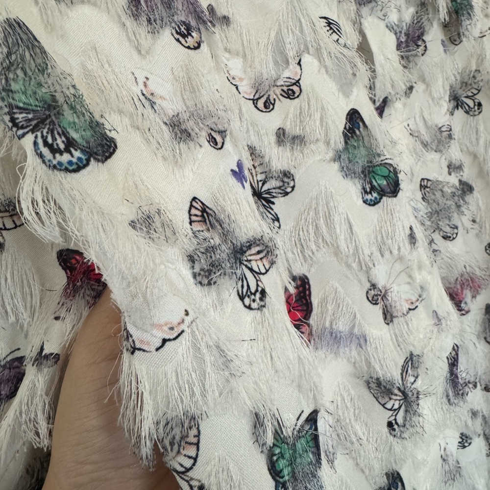 Butterfly Patterned Fuzzy Shirt - Picture 2 of 4